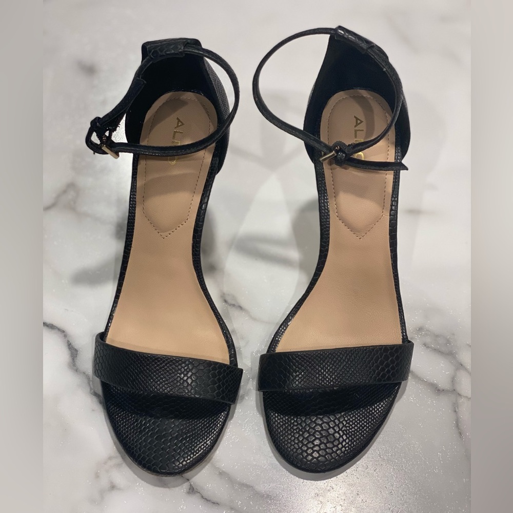 Aldo Black Snakeskin Stilettos never worn!